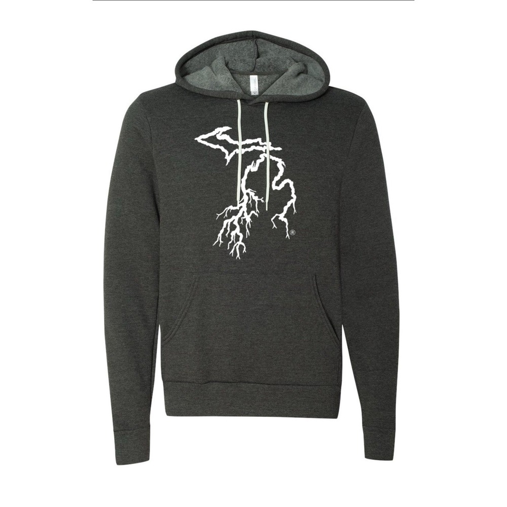 Michigan Rooted Unisex‎ Adult Hoodie Sweatshirt Lightweight Dark Gray Heathered